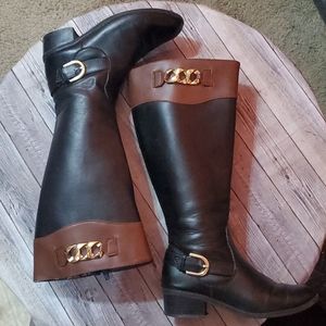 Black and brown boots that fit wide calf
